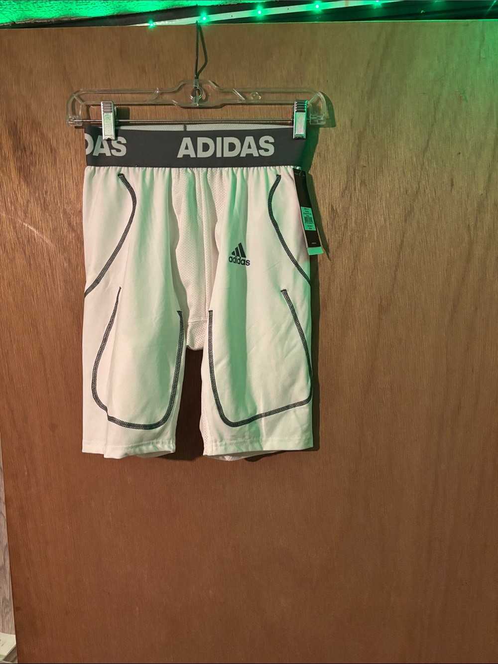 adidas White Compression Shorts with Black Waistband